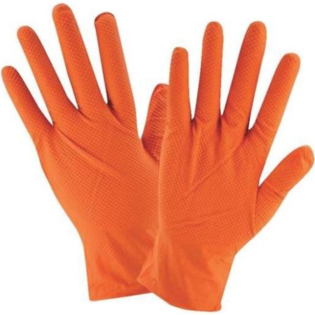 JOHN DYLAN Nitrile Disposable Gloves, 7 mil Palm, Nitrile, Powder-Free, L, Orange JO2480313